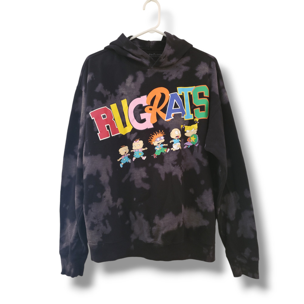 Nickelodeon Rugrats Black Tie Dye Hoodie LARGE Sweatshirt